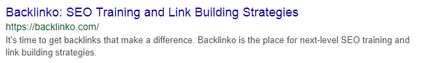 Backlinko Meta Description Example