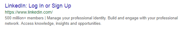 LinkedIn Meta Description Example