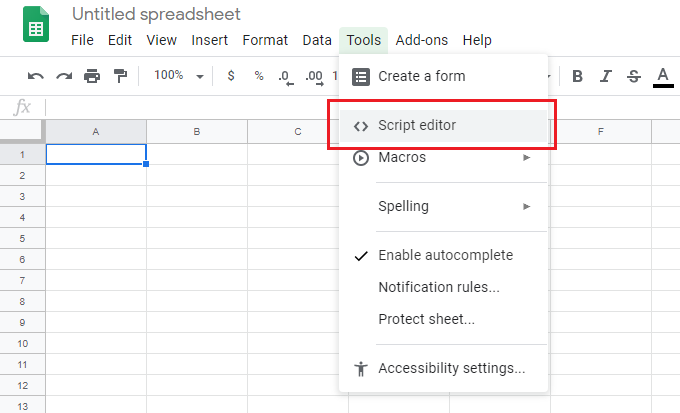 Google Sheets Script Editor